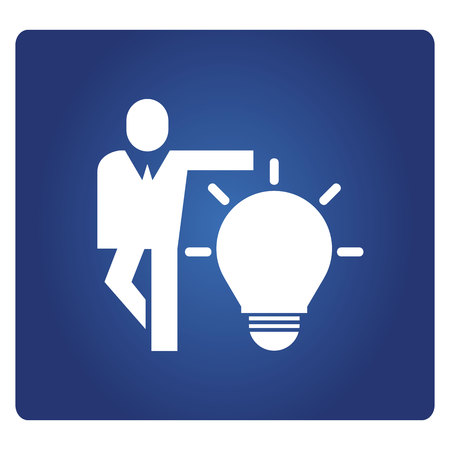 business man and light bulb icon in blue backgroundのイラスト素材