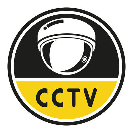 security camera sign round signageのイラスト素材