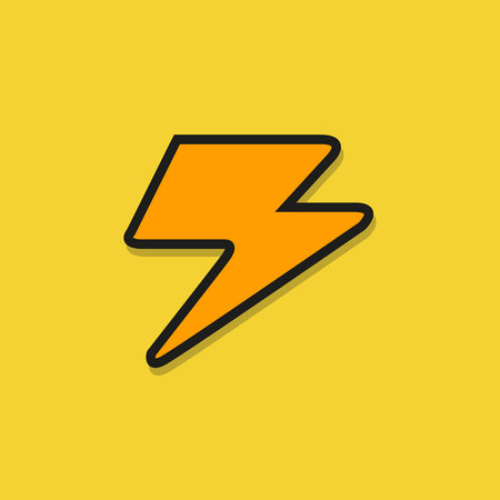 lightening strike, electric bolt icon on yellow backgroundのイラスト素材