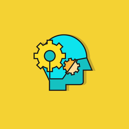 robotic head icon on yellow background