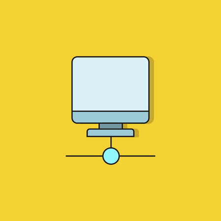 computer screen icon on yellow backgroundのイラスト素材