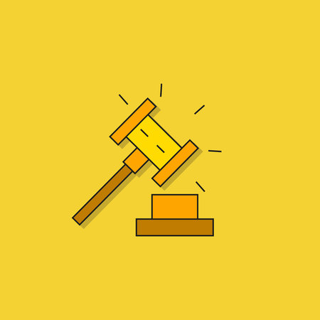 bid icon on yellow backgroundのイラスト素材