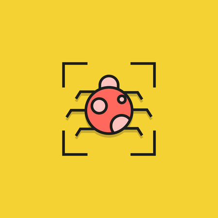 bug icon on yellow backgroundのイラスト素材