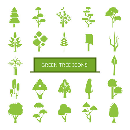 green tree iconsのイラスト素材