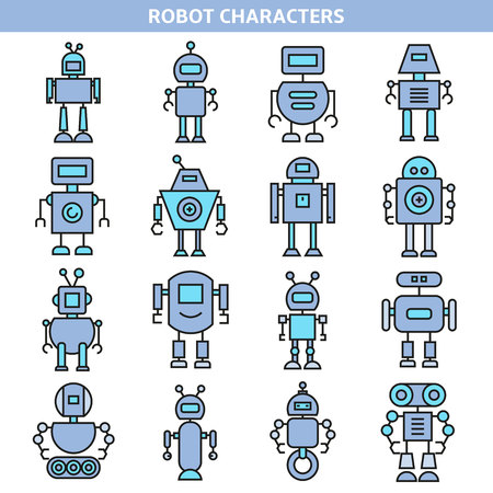 robot character iconsのイラスト素材