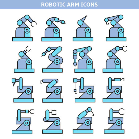 industrial robot iconsのイラスト素材