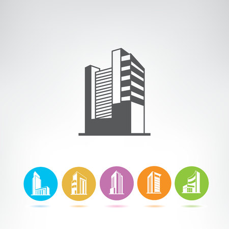 business building iconsのイラスト素材