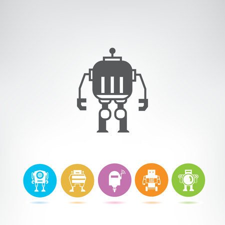 cartoon robot iconsのイラスト素材