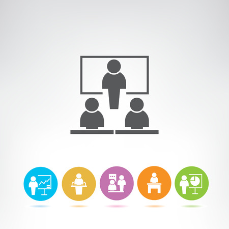 business conference and presentation iconsのイラスト素材