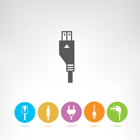 electric plug and computer plug iconsのイラスト素材