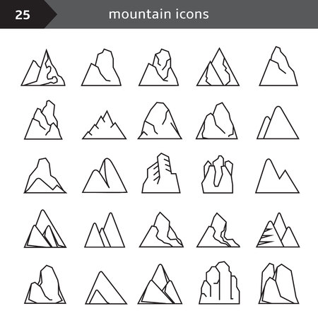 mountain icons setのイラスト素材