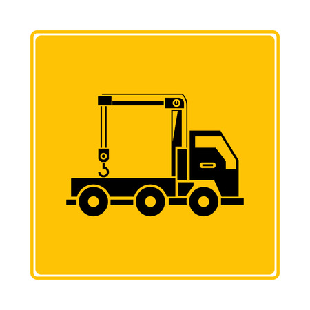crane truck symbol in yellow backgroundのイラスト素材