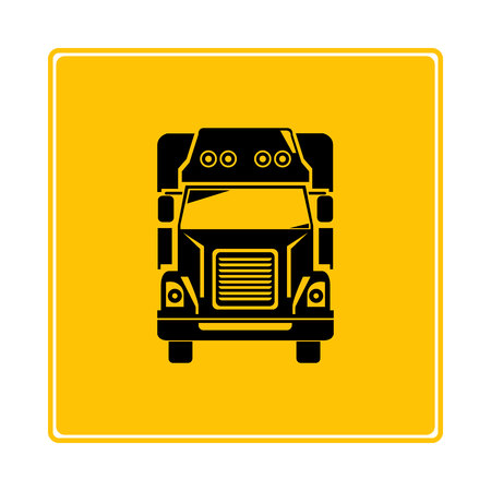 cargo truck symbol in yellow backgroundのイラスト素材