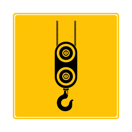 hoisting crane icon in yellow backgroundのイラスト素材