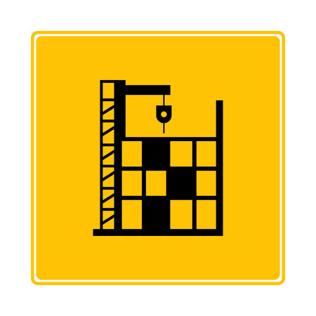 under construction building on yellow backgroundのイラスト素材