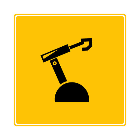 robotic arm icon on yellow backgroundのイラスト素材