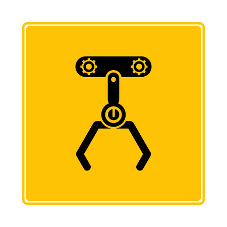 robotic arm icon on yellow backgroundのイラスト素材