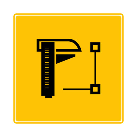 caliper instrument on yellow backgroundのイラスト素材