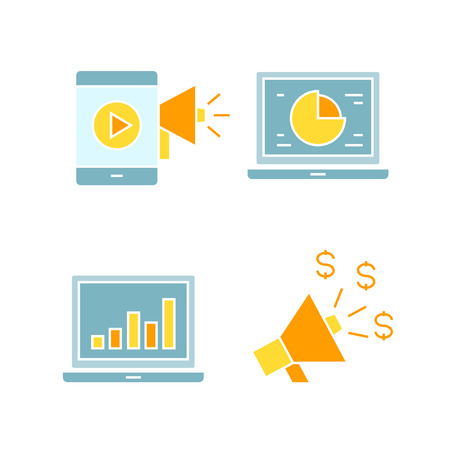 marketing and advertising concept iconsのイラスト素材