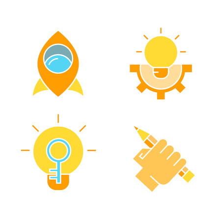 creativity and light bulb icons setのイラスト素材