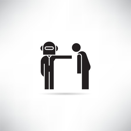 robot boss command human worker iconのイラスト素材