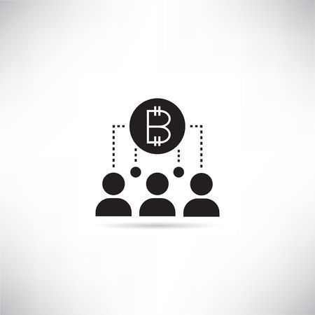 bitcoin and people group concept iconのイラスト素材