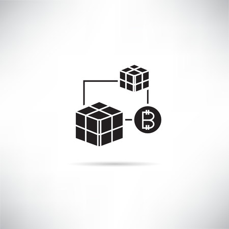 cube and bitcoin for blockchain concept iconのイラスト素材