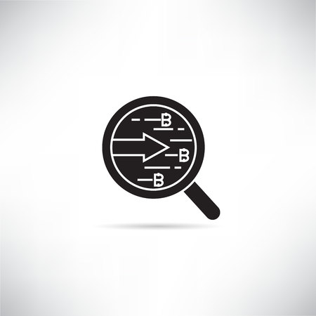 magnifier and bitcoin analytics concept iconのイラスト素材
