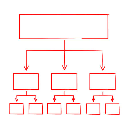 red hand drawn and sketch diagram template for presentationのイラスト素材