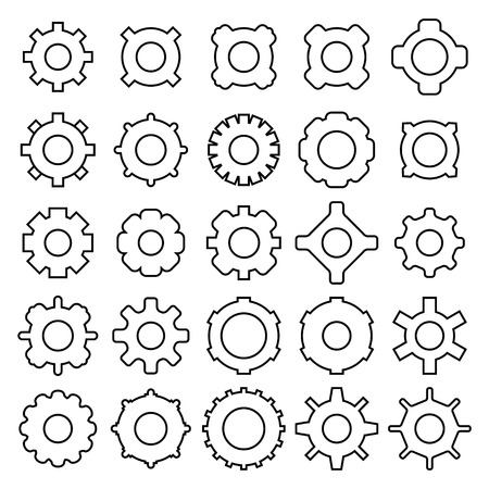 gear and cog icons set, line designのイラスト素材