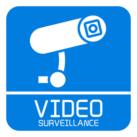 video surveillance sign in blue signageのイラスト素材