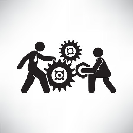 business people and cogs for operation conceptのイラスト素材