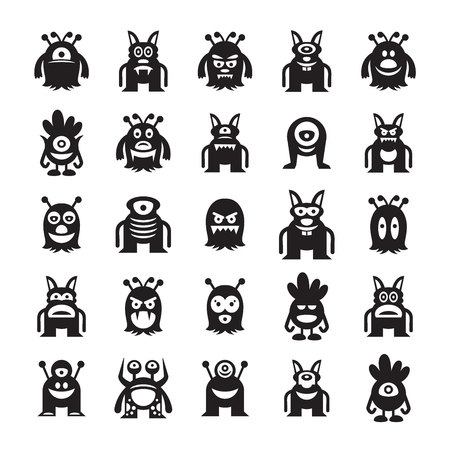 monster character iconsのイラスト素材
