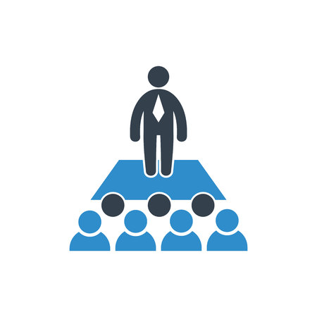 business man leader and audience icon on white backgroundのイラスト素材