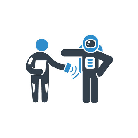 staff scanning astronaut for health checkのイラスト素材