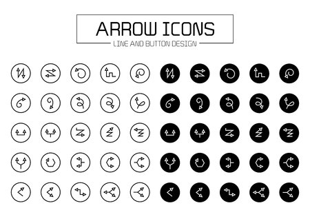 arrow line and button iconsのイラスト素材