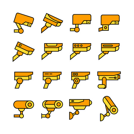 security camera icons CCTV yellow theme
