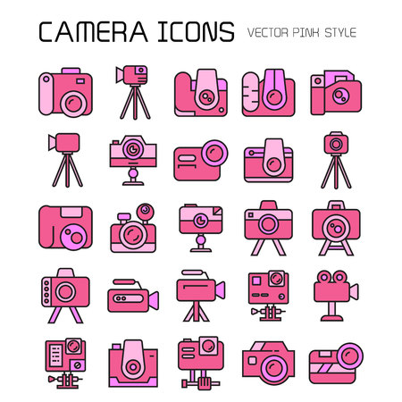 pink camera iconsのイラスト素材