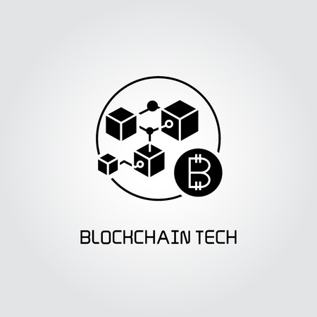 connected cube or block for blockchain concept iconのイラスト素材