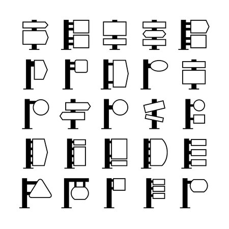 blank signboard, signage and signpost iconsのイラスト素材