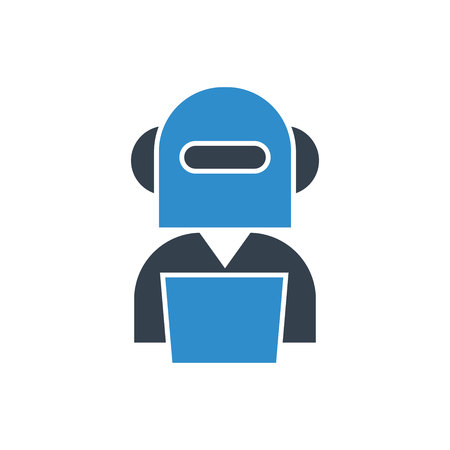 robot worker on laptop iconのイラスト素材