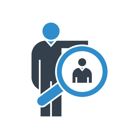business man and magnifier icon. recruiting concept.のイラスト素材