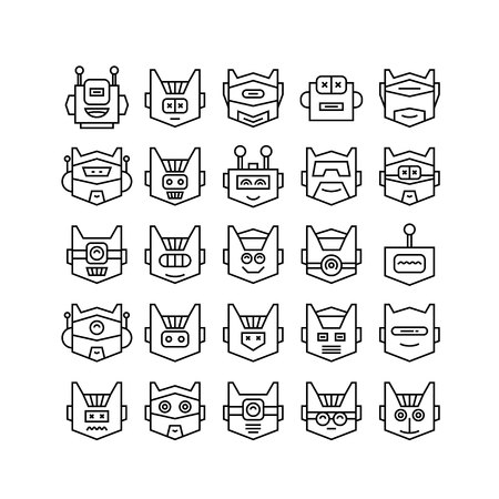 robot avatar line icons setのイラスト素材