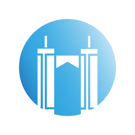 city tower in blue circleのイラスト素材