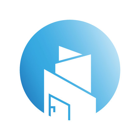 city tower in blue circleのイラスト素材