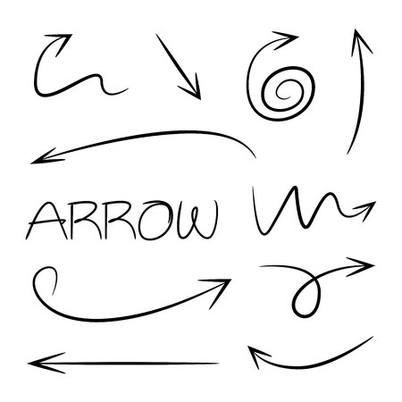 hand drawn and doodle arrowsのイラスト素材