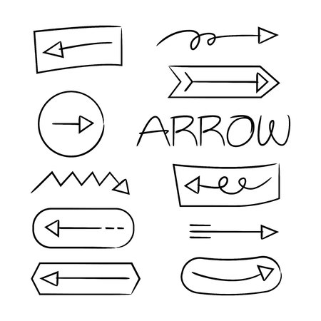 hand drawn and doodle arrowsのイラスト素材