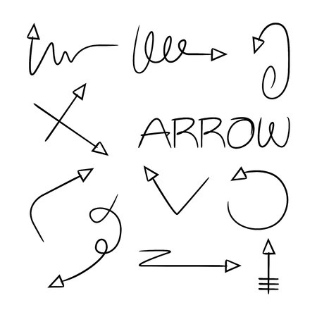 hand drawn and doodle arrowsのイラスト素材