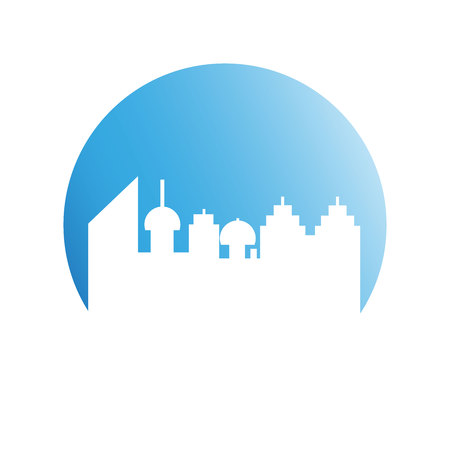 building city skyline in blue circleのイラスト素材