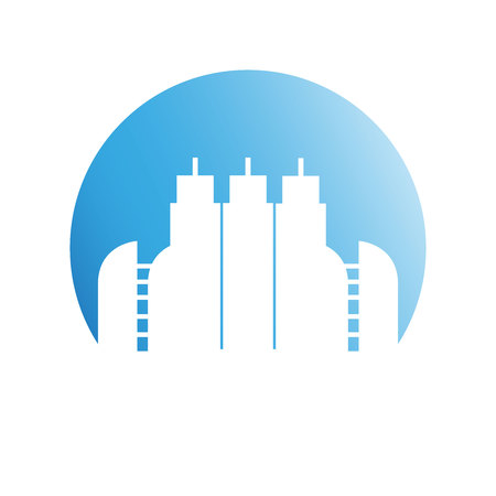 building city skyline in blue circleのイラスト素材